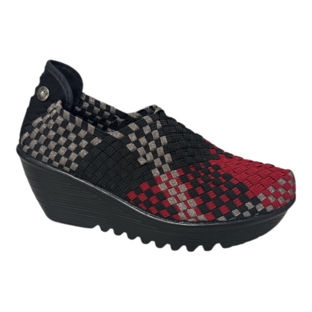 Bernie Mev GEM Slip-On Wedge Shoes – Burgundy Combo – Memory Foam Insole – NWB